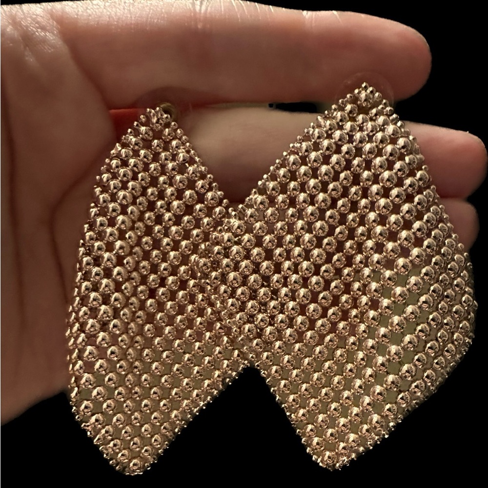 Rose gold mesh Diamond shape drop earrings